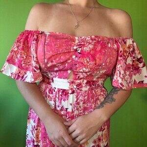 Beautiful floral summer wedding guest romantic maxi dress